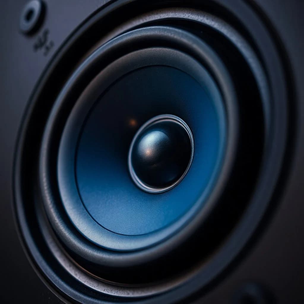 Close-up of a studio speaker cone